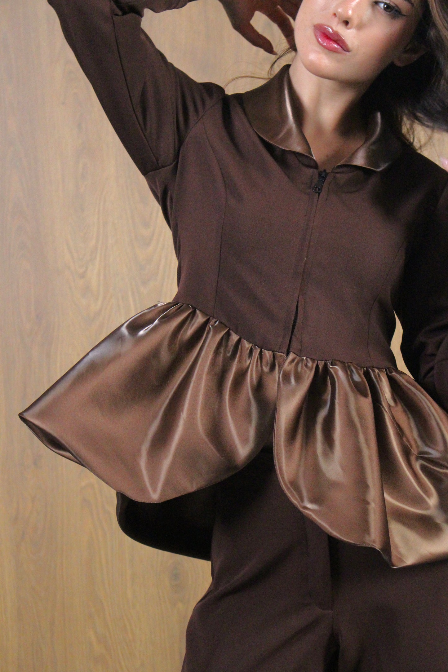 brown peplum