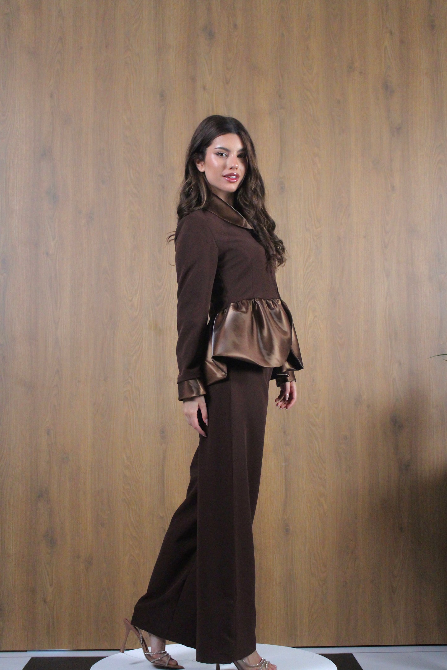 brown peplum